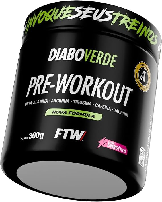 FTW Pré-Treino Diabo Verde em Pó com Cafeína, Aminoácidos Beta‑Alanina e Arginina para Treinos e Atividades Físicas - Pote 300 g (Energético) - Imagem 3