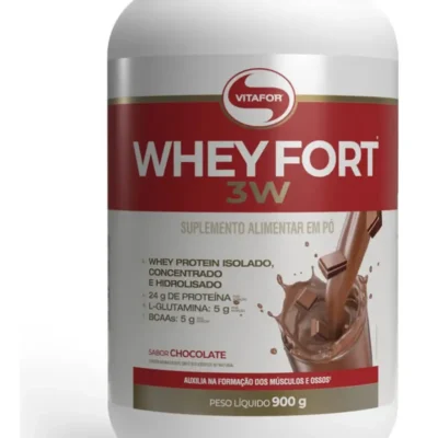 Whey Protein Whey Fort 3W Pote 900g - Vitafor - Chocolate